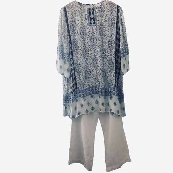 J.Jill tunic top boho light loose soft feminine cottage core coastal coverup - Picture 2 of 9